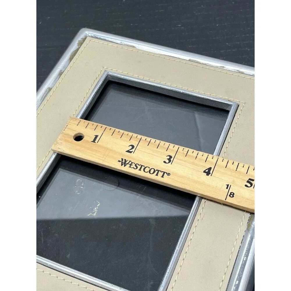 Three Contemporary Luxe Stitched Leather & Brushed Silver Picture Frame 4 x 6